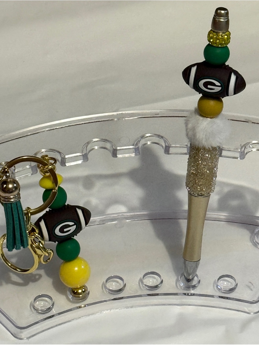 Green Bay Packers Football Gameday Beaded Pen, Keychain Wristlet Set G
